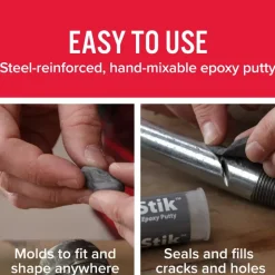J-B Weld SteelStik Epoxy Putty (Repair Metal, Plastic, Fuel Resistant) - 4 oz 8268U