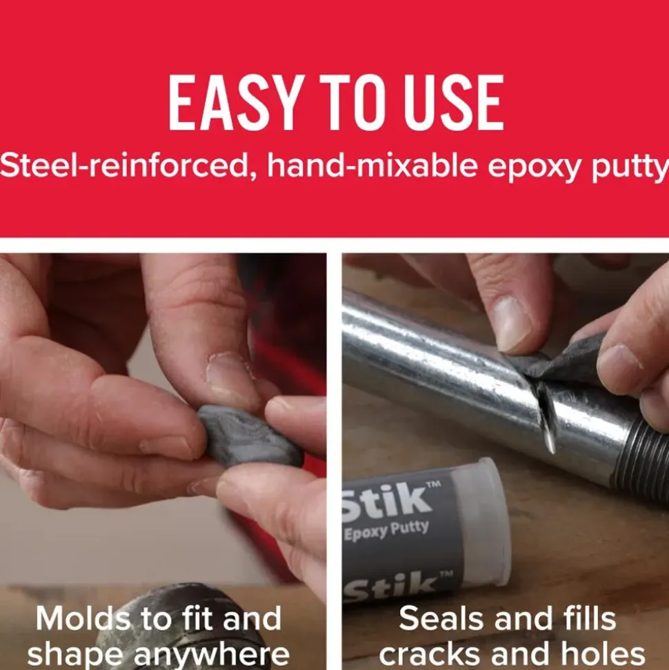 J-B Weld SteelStik Epoxy Putty (Repair Metal, Plastic, Fuel Resistant) - 4 oz 8268U