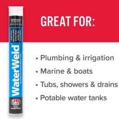 J-B Weld WaterWeld Epoxy Putty Repair Plastic, Fiberglass, Metal - 4 oz 8278U