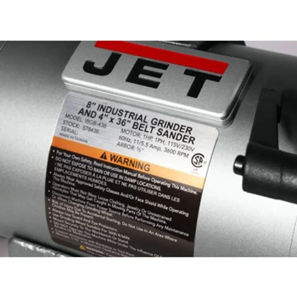 Jet IBGB-436 8" Industrial Grinder and 4" x 36" Belt Sander 578436