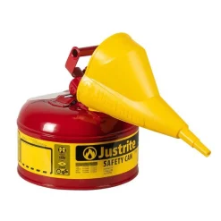 JustRite 1 Gallon Steel Safety Can for Flammables, Type I, Funnel, Flame Arrester, Red - 7110110 7110110