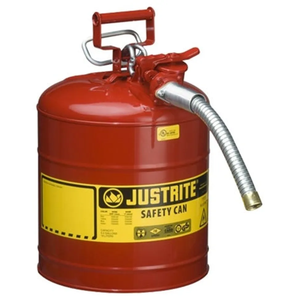 Justrite Type II AccuFlow Steel Safety Can 5 Gallon 1 Metal Hose 7250130
