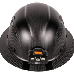 Klein Carbon Fiber Full Brim Hard Hat with Headlamp, Titan 60512