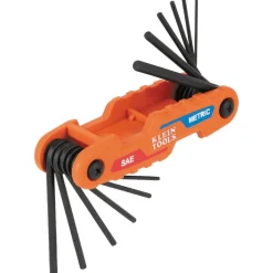 Klein Compact Folding Hex Key Set, 12-Key, SAE, Metric Sizes 70590