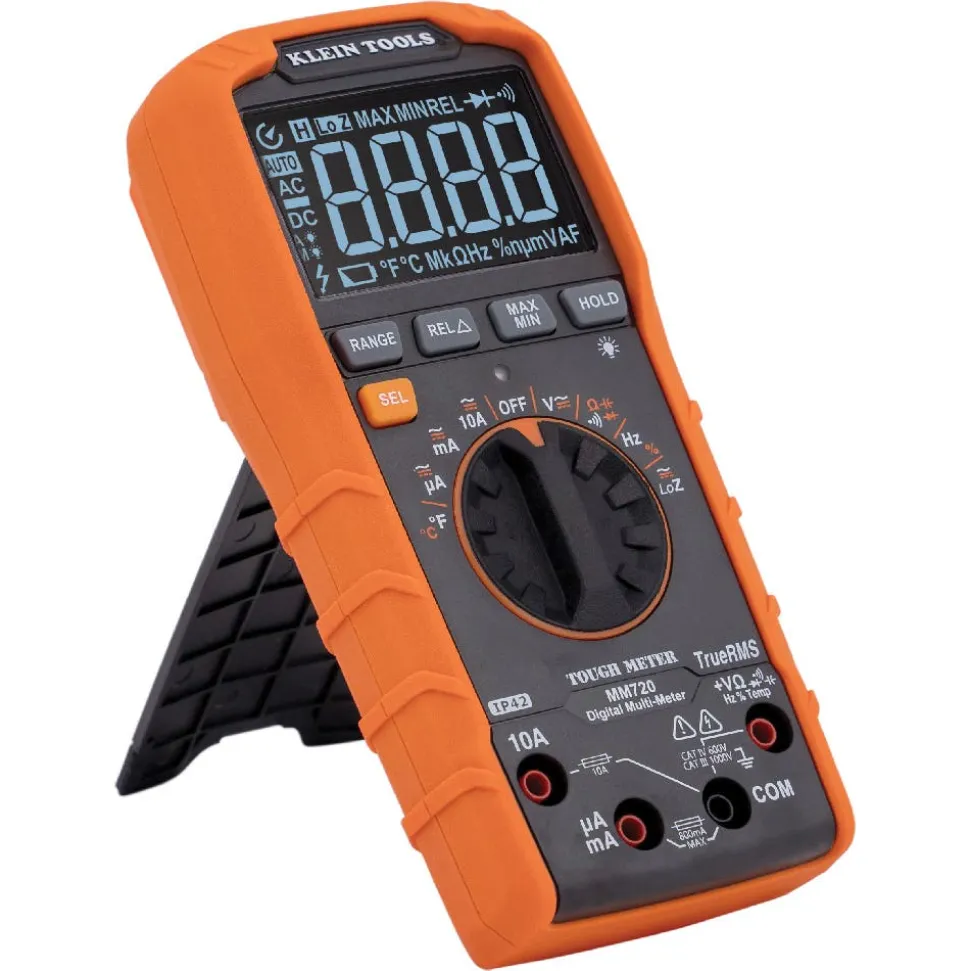 Klein Digital Multimeter, TRMS Auto-Ranging, 1000V, Temp, Low Impedance MM720