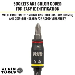 Klein 3-in-1 Impact Flip Socket Set, 1/4-Inch, 5/16-Inch, 2-Piece 32768