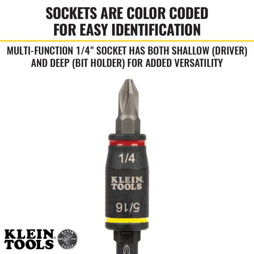 Klein 3-in-1 Impact Flip Socket Set, 1/4-Inch, 5/16-Inch, 2-Piece 32768