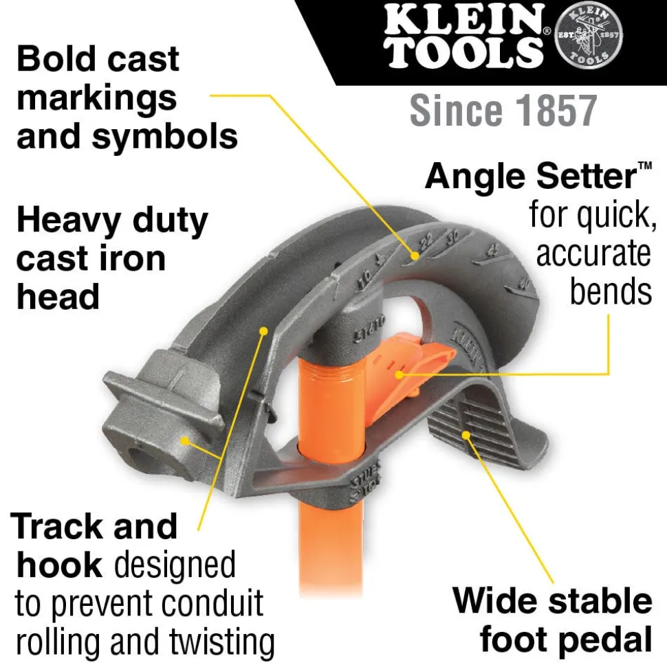 Klein Iron Conduit Bender Full Assembly, 1" EMT with Angle Setter 51605