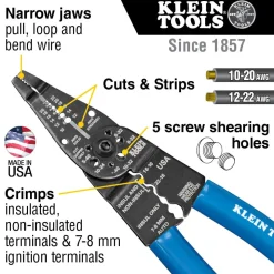 Klein Long Nose Multi Tool Wire Stripper, Wire Cutters, Crimping Tool 1010