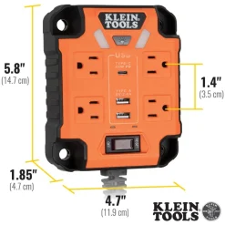 Klein PowerBox 1, Magnetic Mounted Power Strip with Integrated LED Lights 29601