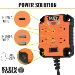 Klein PowerBox 1, Magnetic Mounted Power Strip with Integrated LED Lights 29601