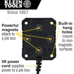 Klein PowerBox 1, Magnetic Mounted Power Strip with Integrated LED Lights 29601
