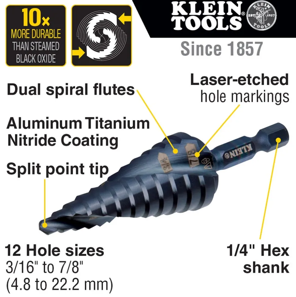 Klein Premium Electrician's Quick Release Step Bit Set, 3 Piece QRSTSPRO