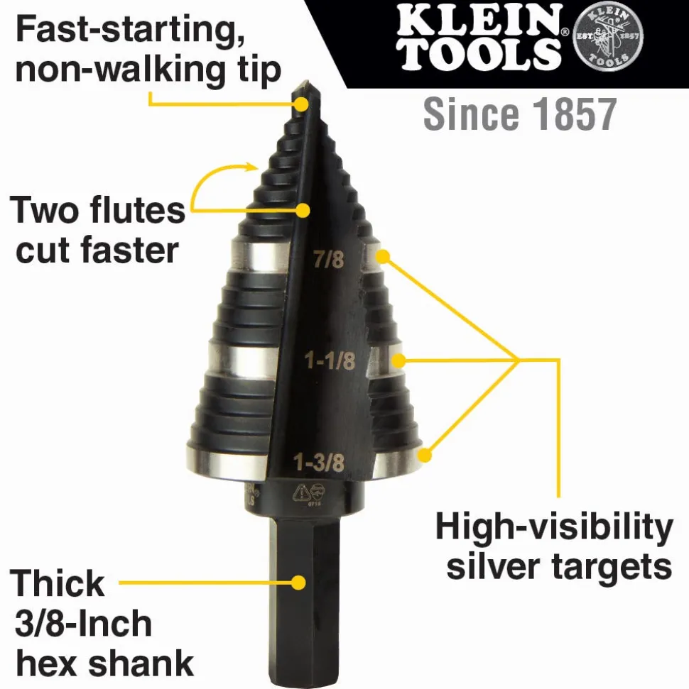 Klein Step 3/16" to 7/8" Drill Bit #14 Double-Fluted KTSB14
