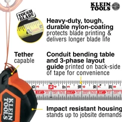 Klein Tape Measure, 30' Magnetic Double-Hook 9230