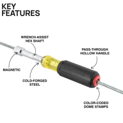 Klein Tools Color-Coded Hollow-Shaft Heavy-Duty Nut Driver, 1/4" 65414