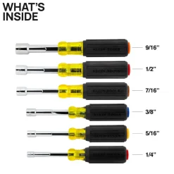 Klein Tools Color-Coded Magnetic Hollow-Shaft Heavy-Duty Nut Driver Set, 6-Piece 65456MAG