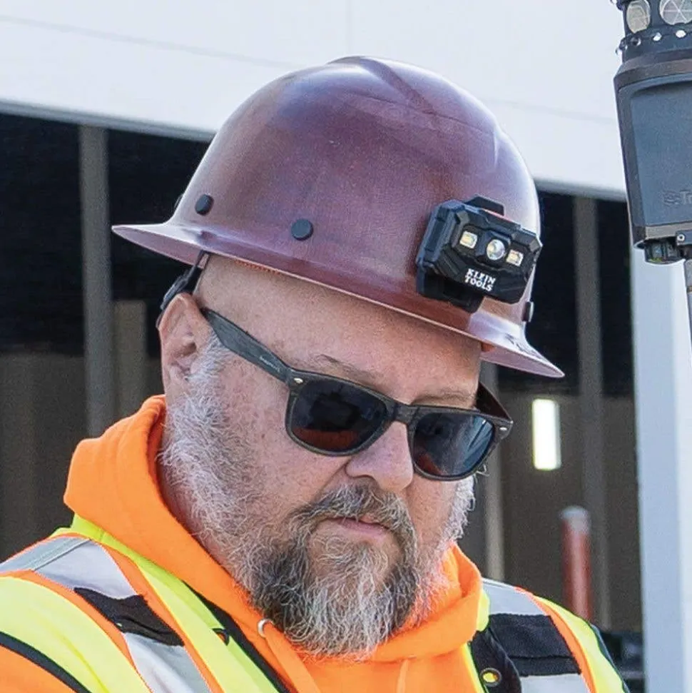 Klein Tools Hard Hat, KONSTRUCT Series, Full-Brim, Class G, Rechargeable Headlamp 60447