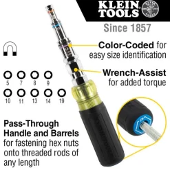 Klein Tools 11-in-1 Pass-Through Magnetic Multi-Nut Driver, Metric 32809MAGM