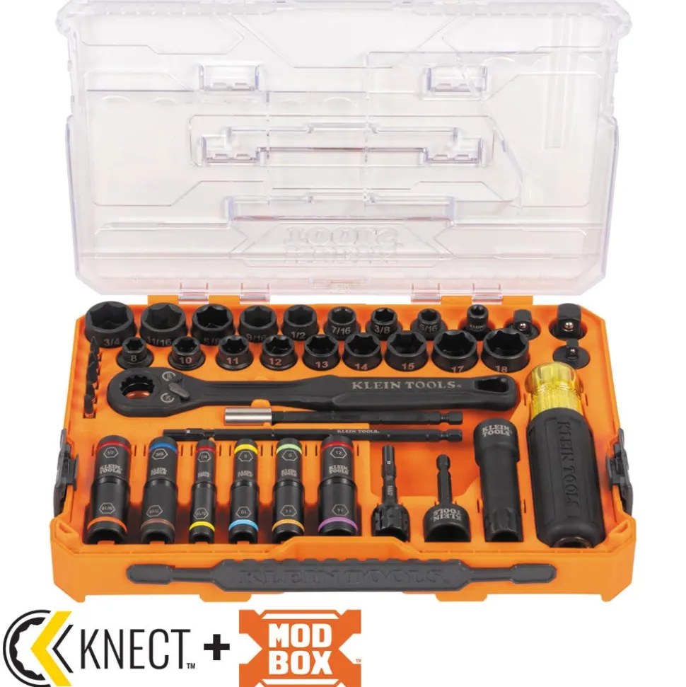 Klein Tools KNECT Complete Impact Pass Through and Flip Socket Set, 39-Piece 65500KNECT