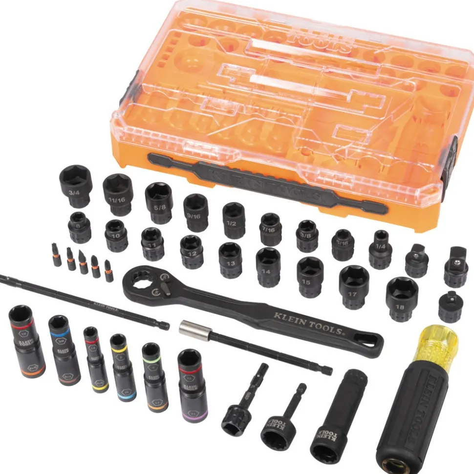 Klein Tools KNECT Complete Impact Pass Through and Flip Socket Set, 39-Piece 65500KNECT