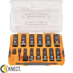 Klein Tools KNECTâ„¢ 1/2" Drive Deep Well Impact Socket Set, Metric, 14-Piece 65111IMPCTM