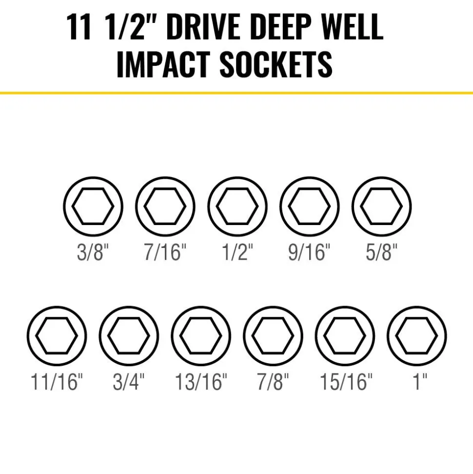 Klein Tools KNECT™ 1/2" Drive Deep Well Impact Socket Set, SAE, 14-Piece 65111IMPCT