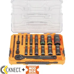 Klein Tools KNECTâ„¢ Flip-24 Deep-Well, Heavy-Duty Impact Socket Set, SAE and Metric 65626
