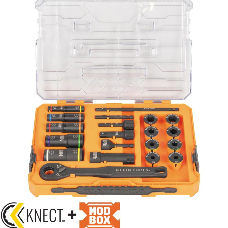 Klein Tools KNECT Impact Pass Through and Deep-Well Flip Socket Set, 20-Piece 65240