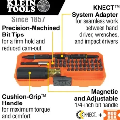 Klein Tools KNECT Impact-Rated Multi-Bit Screwdriver / Nut Driver Set, 46-Piece 32501HD