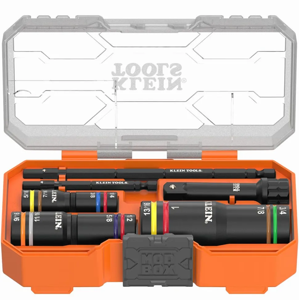 Klein Tools KNECT™ Quad-12 Deep-Well Heavy-Duty Impact Flip Sockets, SAE, 3-Piece 653QS
