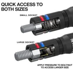 Klein Tools KNECT™ Quad-16 Heavy-Duty Impact Flip Sockets, SAE and Metric, 4-Piece 654QS