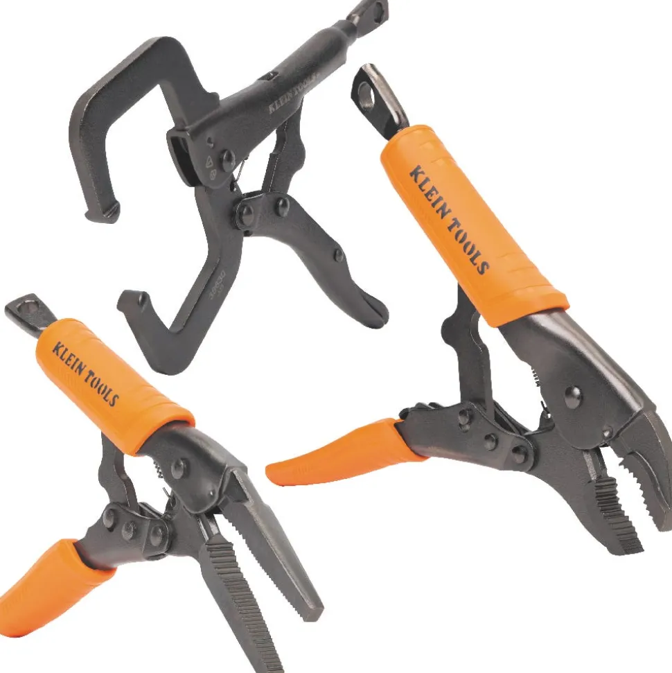 Klein Tools Locking Pliers Set, C-Clamp, Long Nose, Curved Jaw, 3-Piece 38664