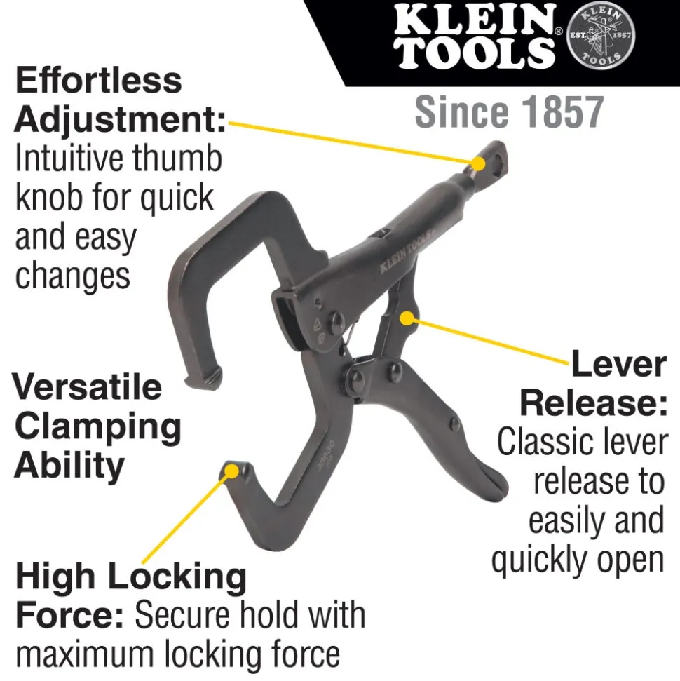 Klein Tools Locking Pliers Set, C-Clamp, Long Nose, Curved Jaw, 3-Piece 38664