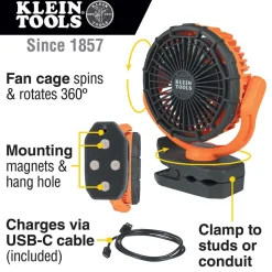 Klein Tools Rechargeable Clamping Jobsite Fan PJSFM2