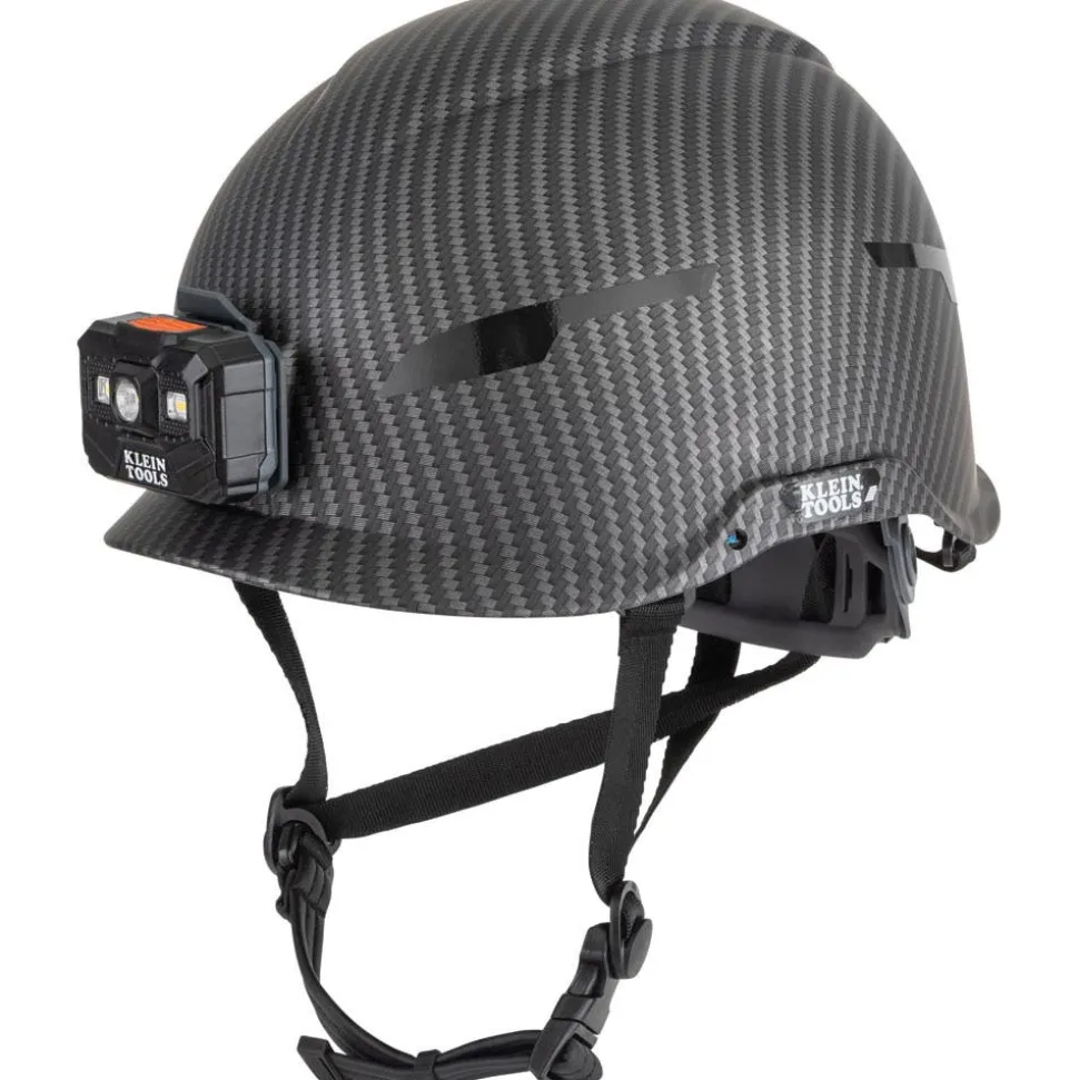 Klein Tools Safety Helmet, Premium KARBN Pattern, Non-Vented, Class E, Headlamp 60515