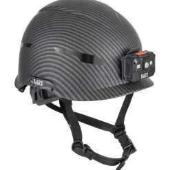 Klein Tools Safety Helmet, Premium KARBN Pattern, Non-Vented, Class E, Headlamp 60515
