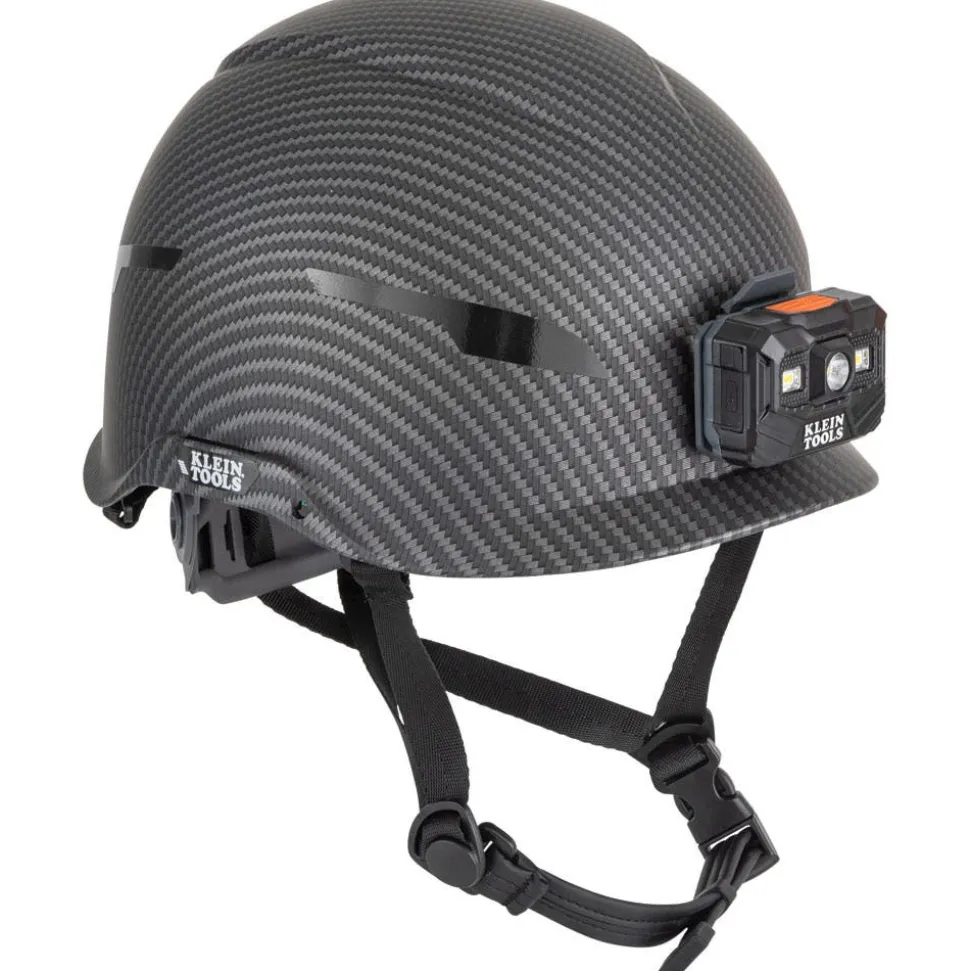 Klein Tools Safety Helmet, Premium KARBN Pattern, Non-Vented, Class E, Headlamp 60515