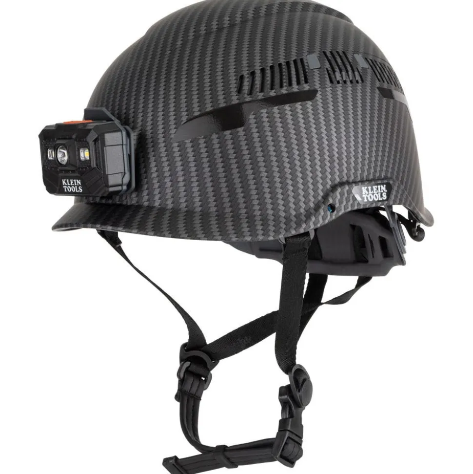 Klein Tools Safety Helmet, Premium KARBN Pattern, Vented, Class C, Headlamp 60517