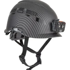 Klein Tools Safety Helmet, Premium KARBN Pattern, Vented, Class C, Headlamp 60517
