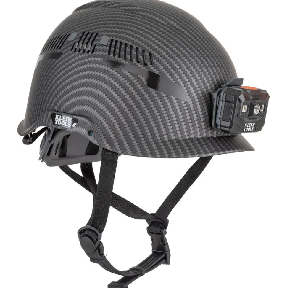 Klein Tools Safety Helmet, Premium KARBN Pattern, Vented, Class C, Headlamp 60517