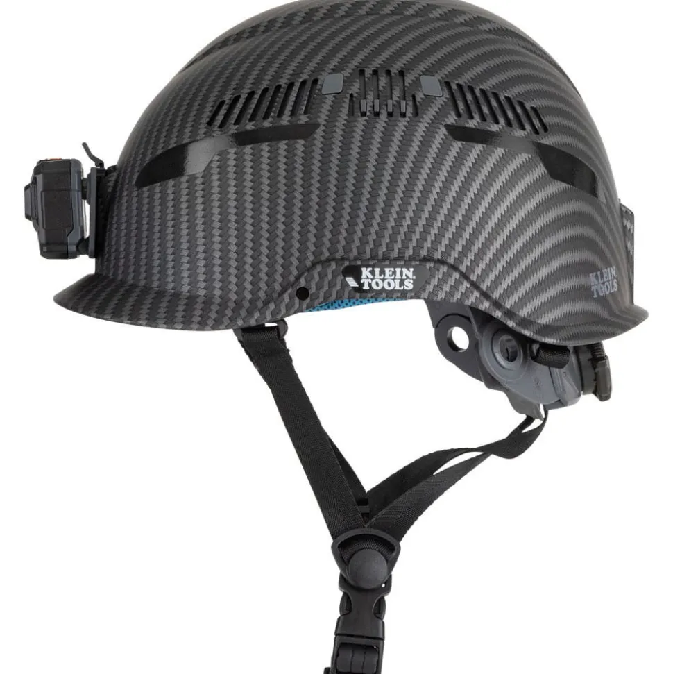 Klein Tools Safety Helmet, Premium KARBN Pattern, Vented, Class C, Headlamp 60517