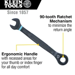 Klein Tools 90-Tooth Ratcheting Combo Wrench Set, Metric, 8-Piece 69408MG
