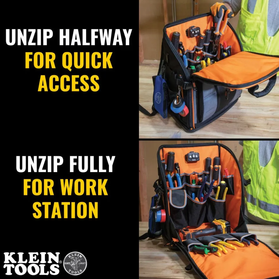 Klein Tools Tradesman Pro™ Tool Station Tool Bag Backpack, 27 Pockets 62482