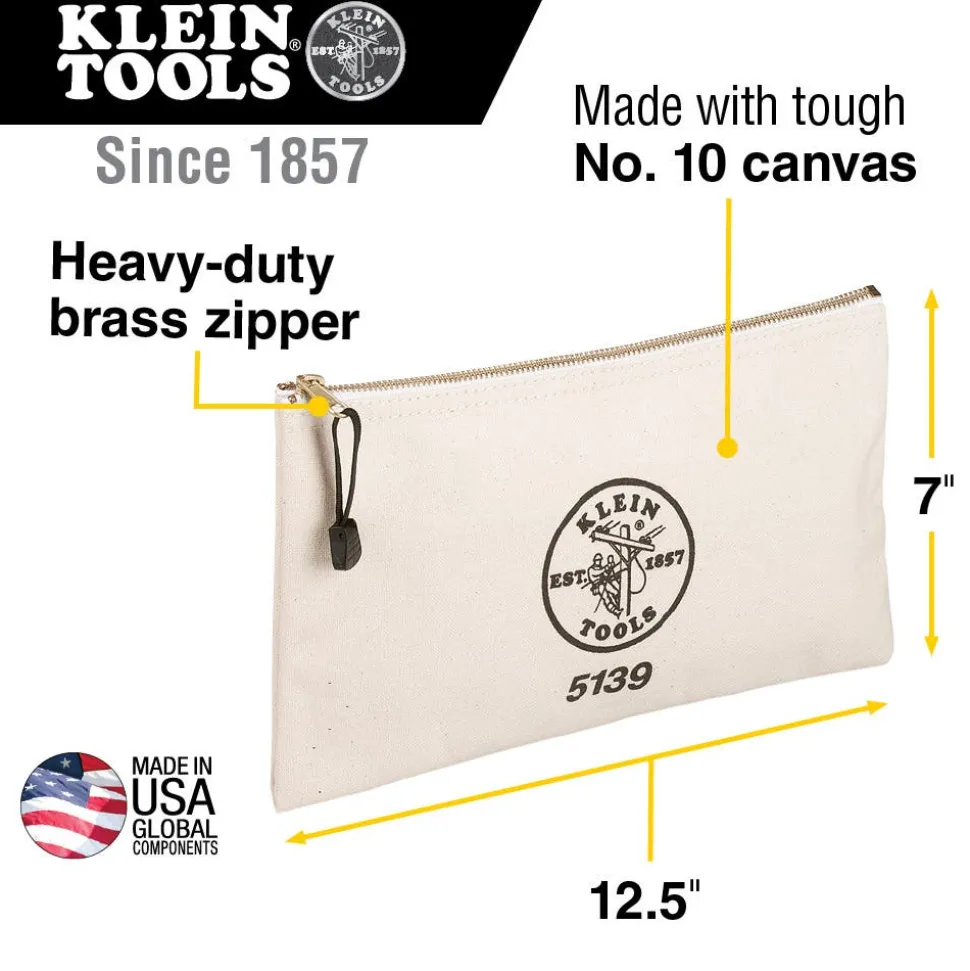 Klein Zipper Bag, Canvas Tool Pouch 125" x 7" x 425" 5139