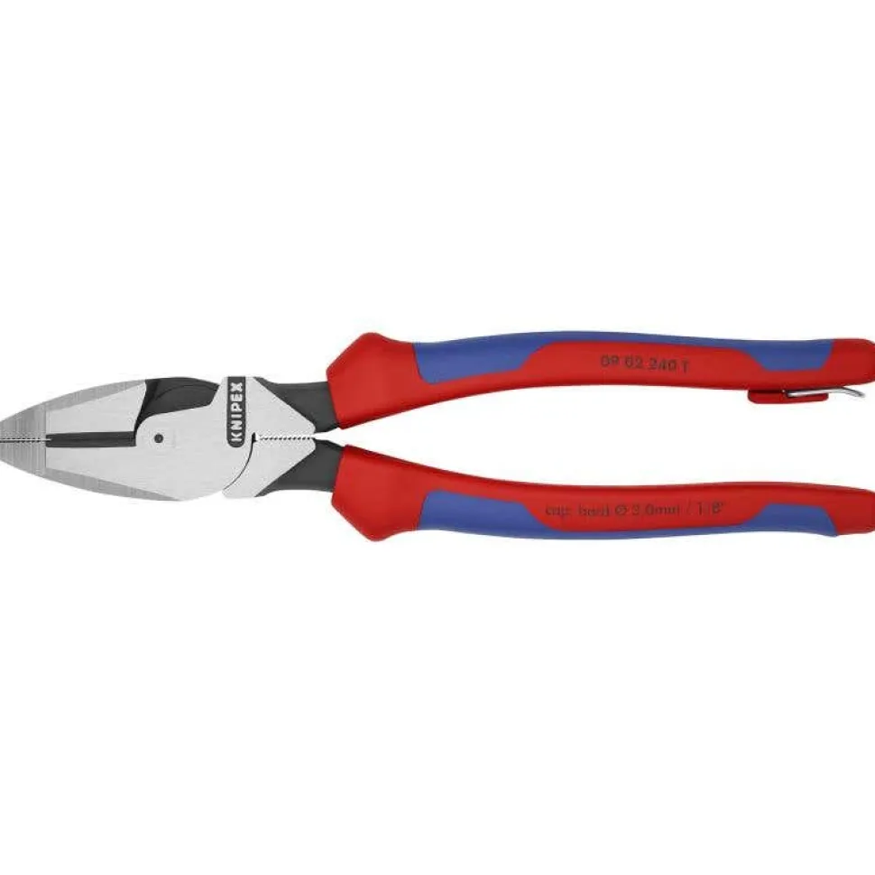 Knipex 9 1/2" High Leverage Lineman's Pliers New England Head-Tethered Attachment 09 02 240 T BKA