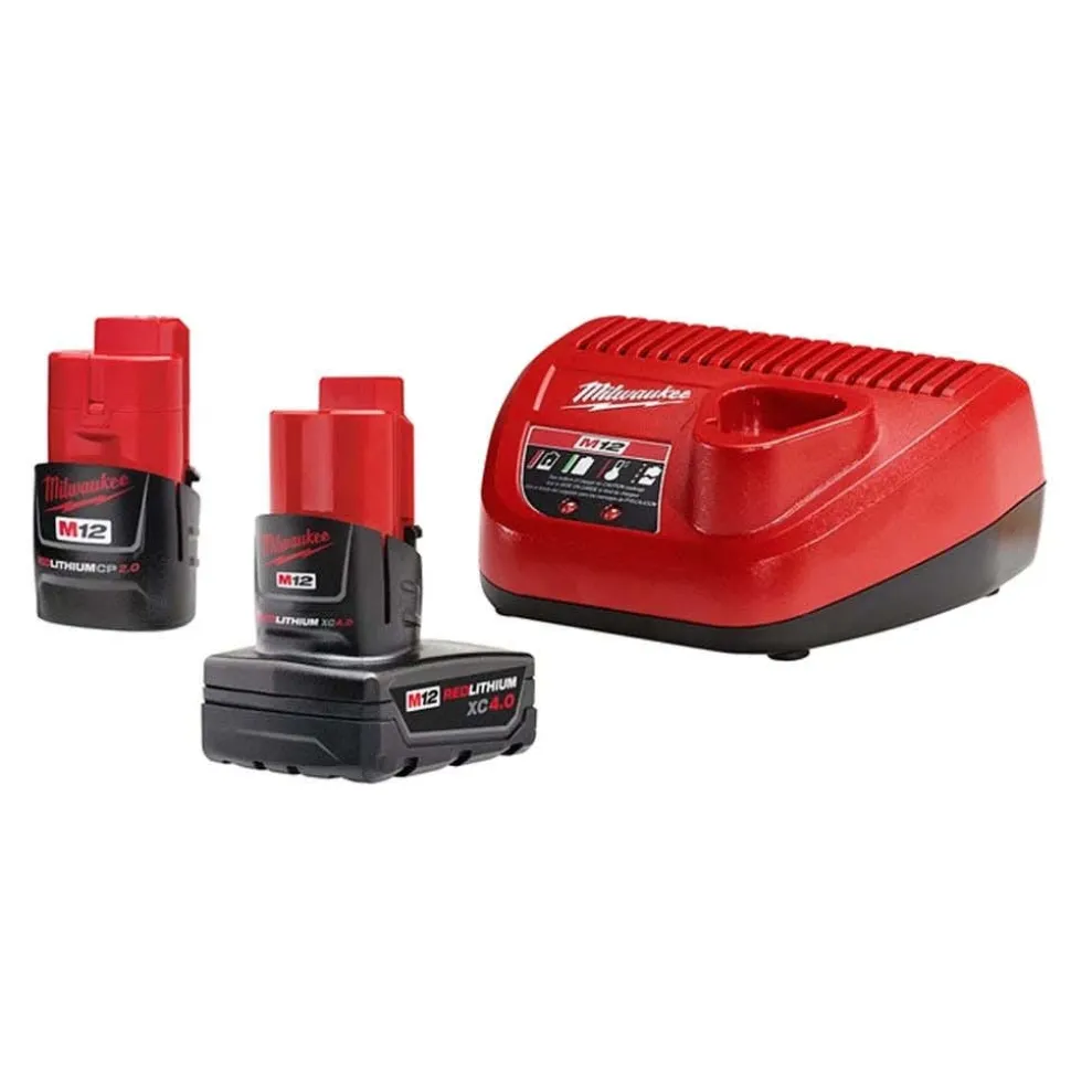 M12 Bluetooth Radio & Charger w/ M12 REDLITHIUM CP2.0/XC4.0 Starter Pack Bundle