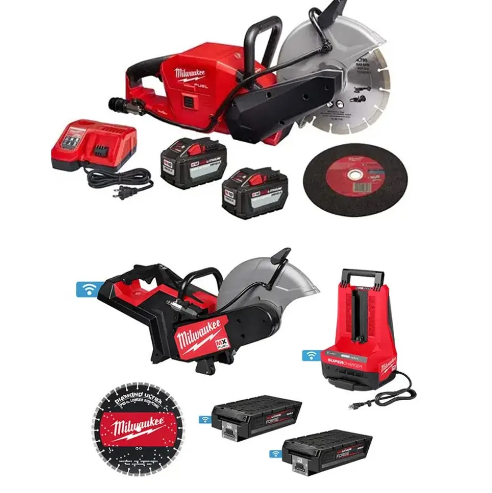 M18 FUEL Brushless Cordless 9" Cut-Off Saw W/ ONE-KEY 12Ah and MX FUEL 14" Cut-Off Saw Kit Bundle