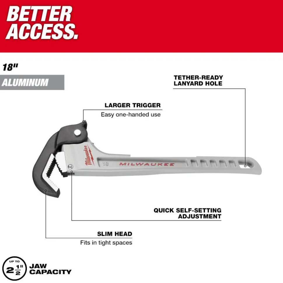 Milwaukee 18" Aluminum Self-Adjusting Pipe Wrench 48-22-7418