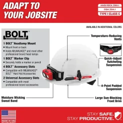 Milwaukee Black Front Brim Vented Type 1 Class C Hard Hat w/ 4pt Ratcheting Suspension 48-73-1210